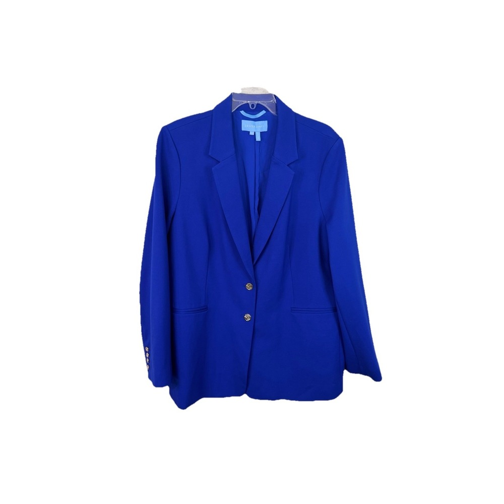 Draper James Royal Blue Blazer Women Size S Jacket 2 gold color button Closure